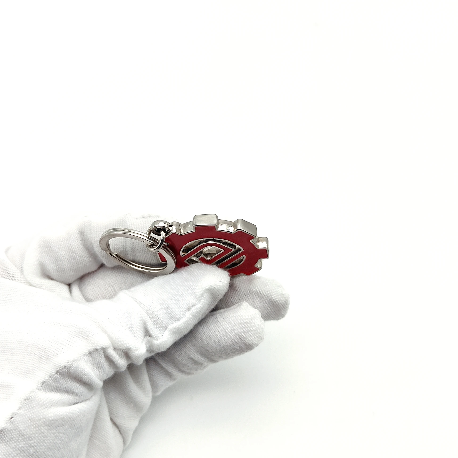 Wholesale Luxury Logo Custom keyring Red Gear Enamel Metal Keychain