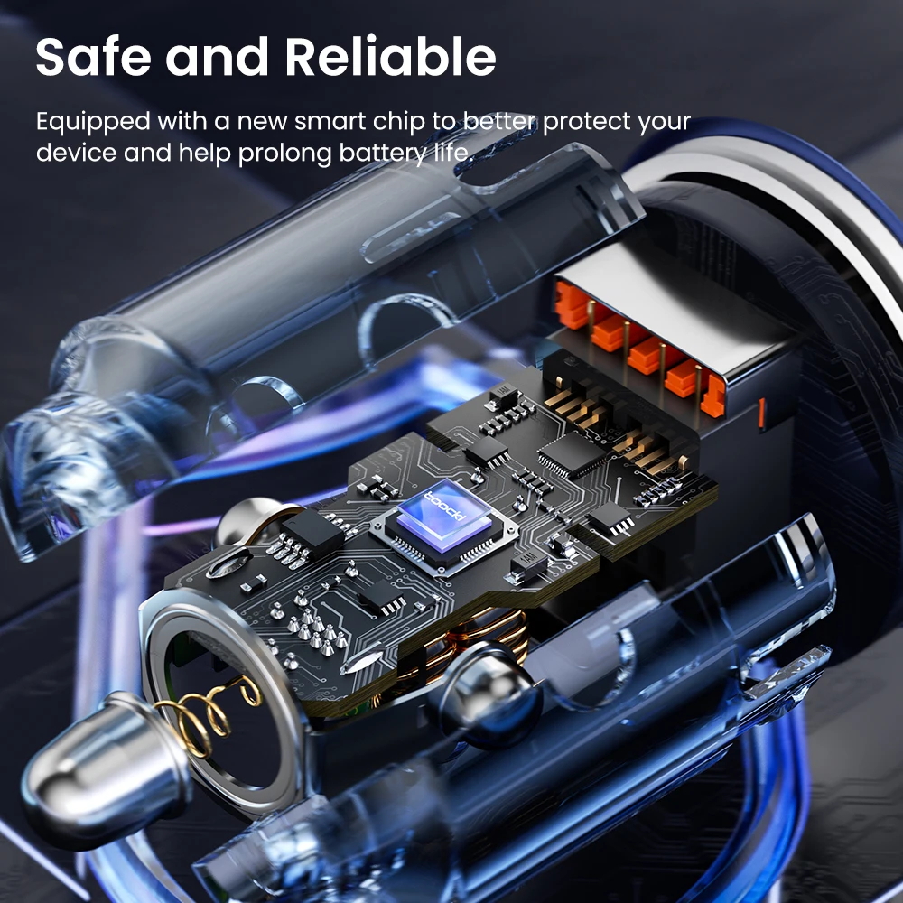 Toocki new PD 60W car charger fast charging Spring Fast Charging Cable multifunction usb c car charger with cable