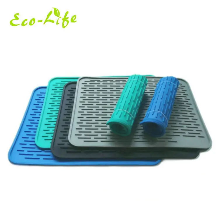 Custom Logo Extra Large 60*45cm, 45*40cm, 40*30cm Countertop Trivets Silicone Dishes Drying Mat