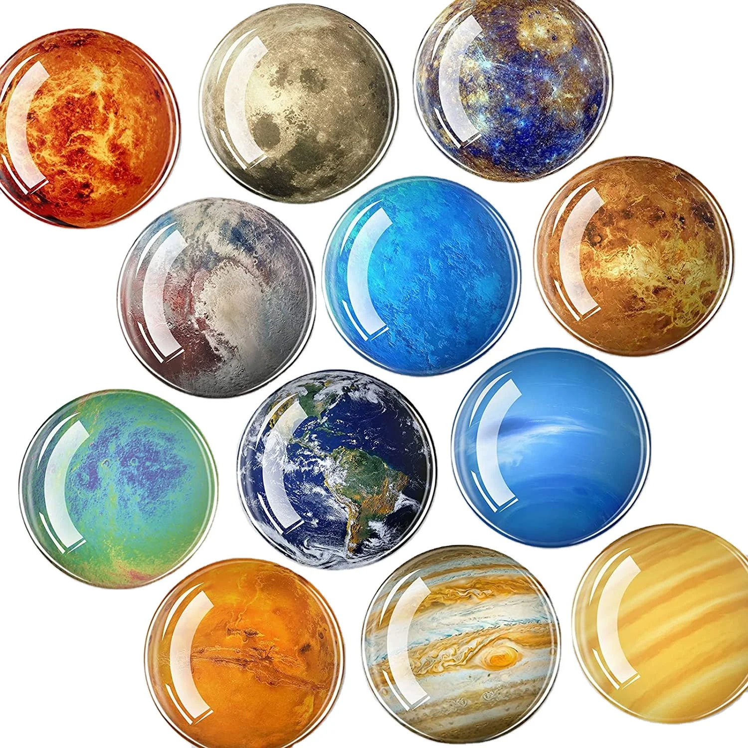 12 Planets Glass Fridge Magnet  for Best Housewarming Home Decorations Gift