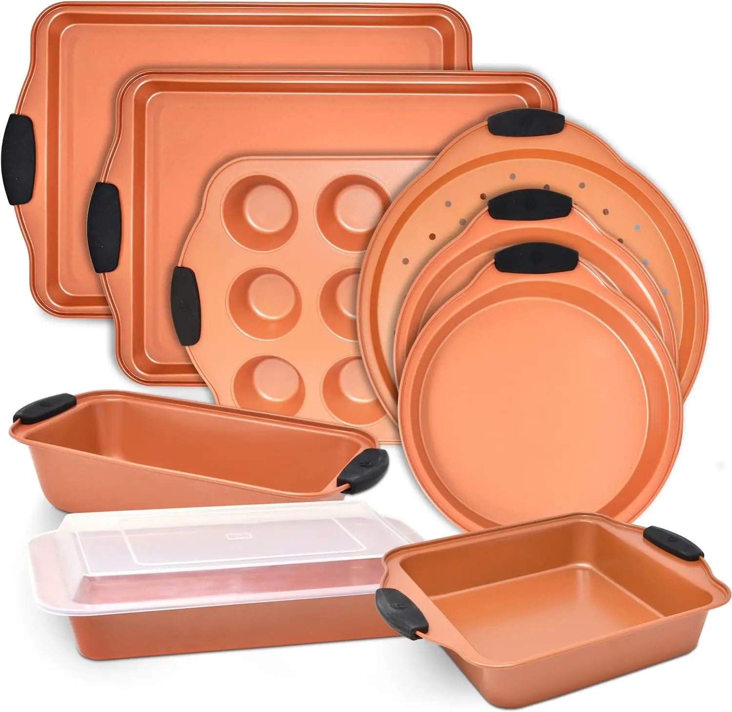 Copper ten piece cake mold baking set Bread tin pizza cake baking dishes & pan,non stick carbon stainless steel