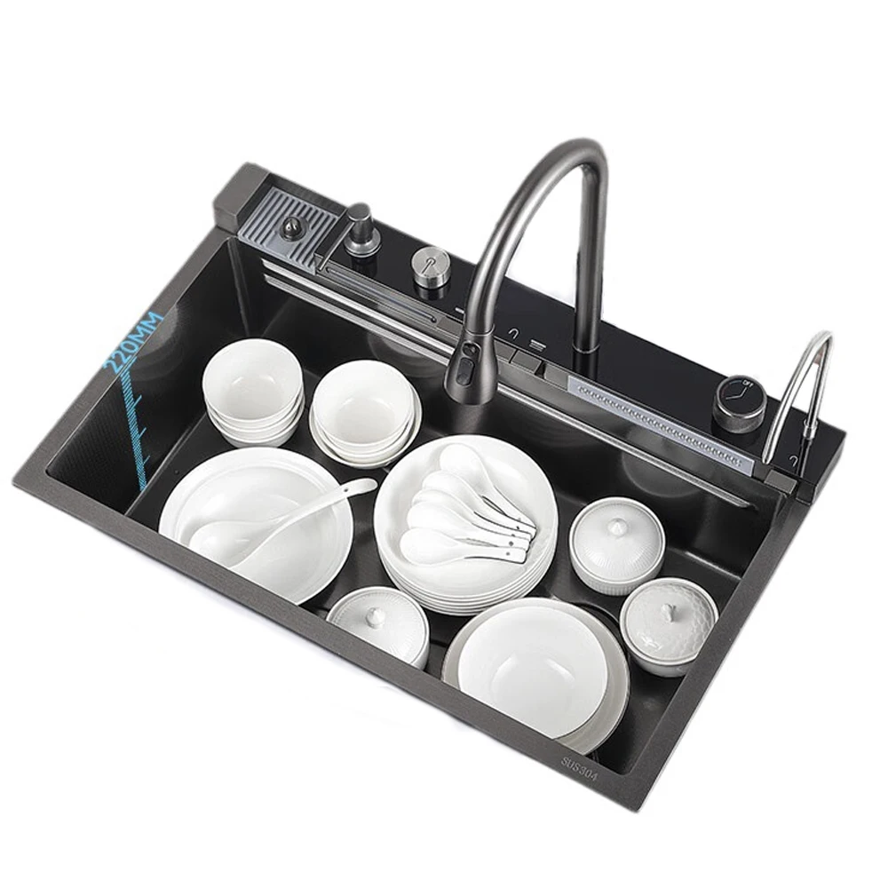 304 bowl undermount stainless steel apron farmhouse handmade smart waterfall multifunction kitchen sink