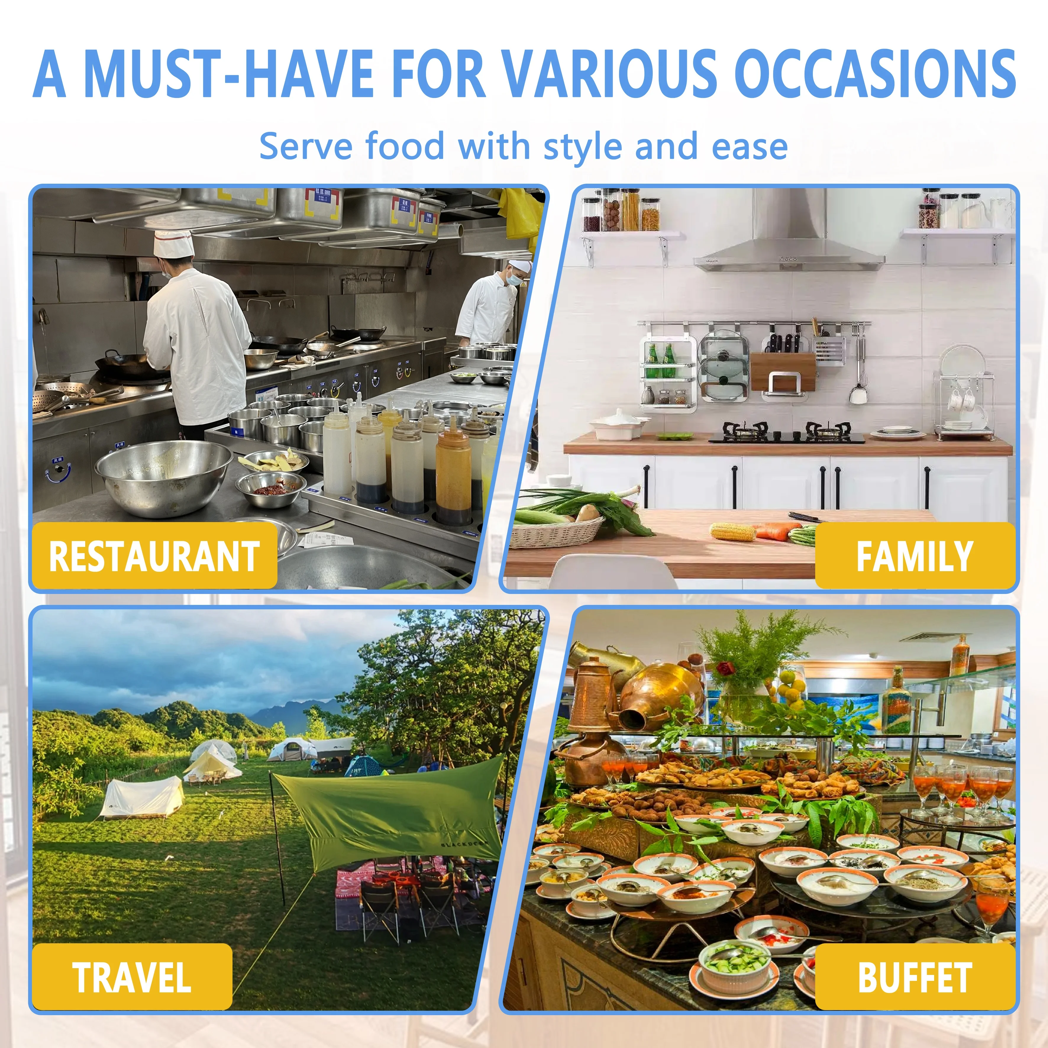 YITIAN School Lunch Box Fast Food 304 Stainless Steel Serving Divided Snack Dinner Plate Tray 5 Compartments Section With Lid