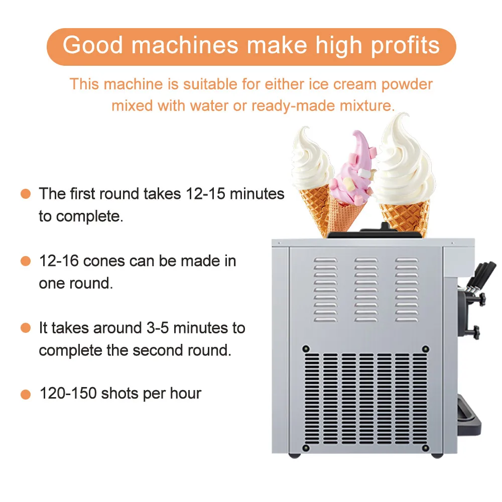 Three flavor table top soft serve ice cream making machine maquina para helados commercial ice cream bar machine