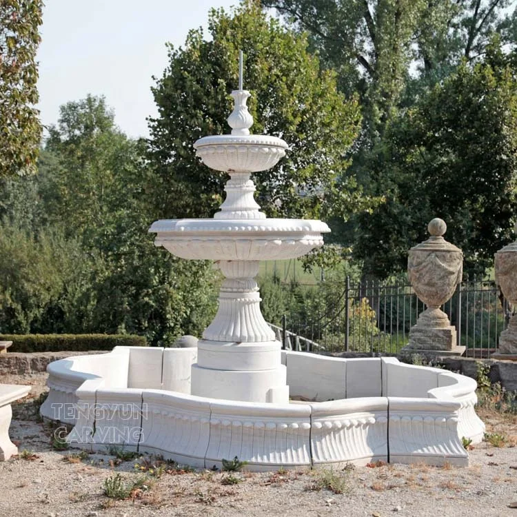 Декоративный открытый садовый камень белый мрамор водные фонтаны на