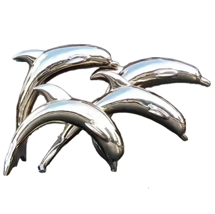 Stainless steel modern design creative statues dolphin sculpture