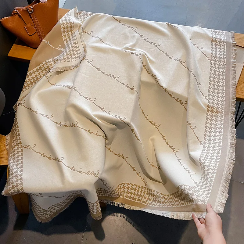 Imitation Cashmere Scarf for Women Personalized Luxury Design Shawls Wraps Capes Blanket Poncho Winter Thick Warm Pashmina Scarf