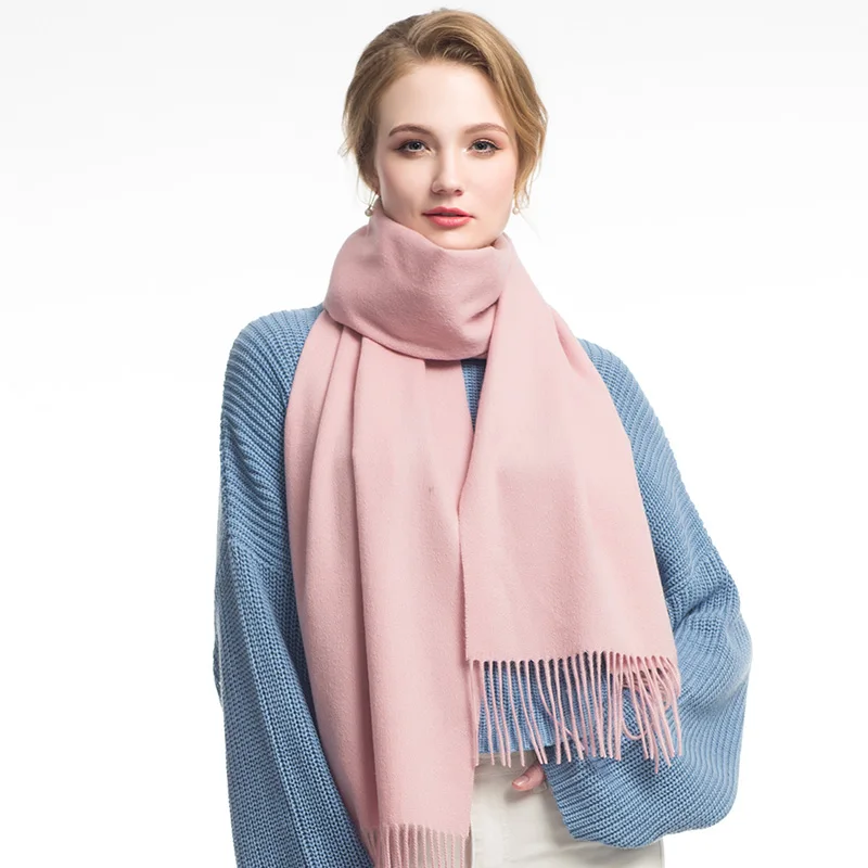 Hot sale customize fashion knitting winter wool thick scarf with tassel for women