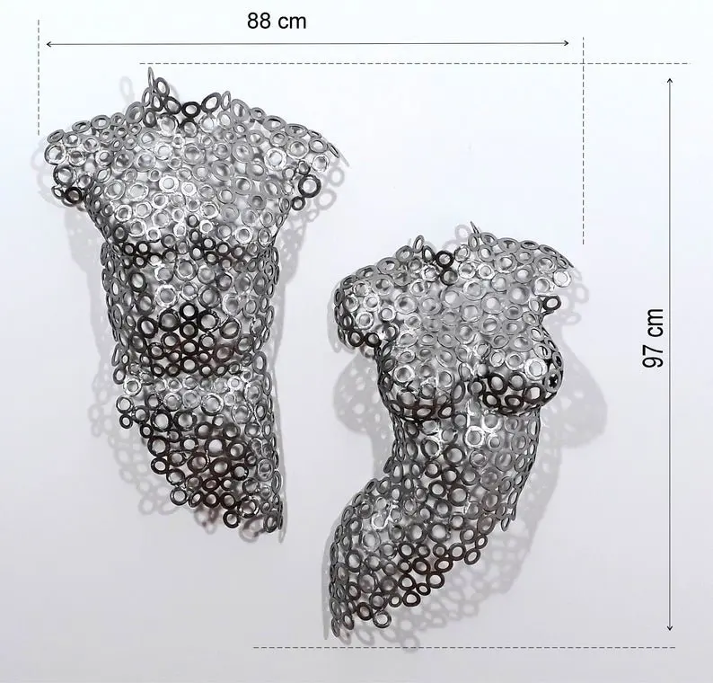Modern Metal Crafts Wall Art Stainless Steel Woman Man Torso 3d Decor Sculpture For Wall