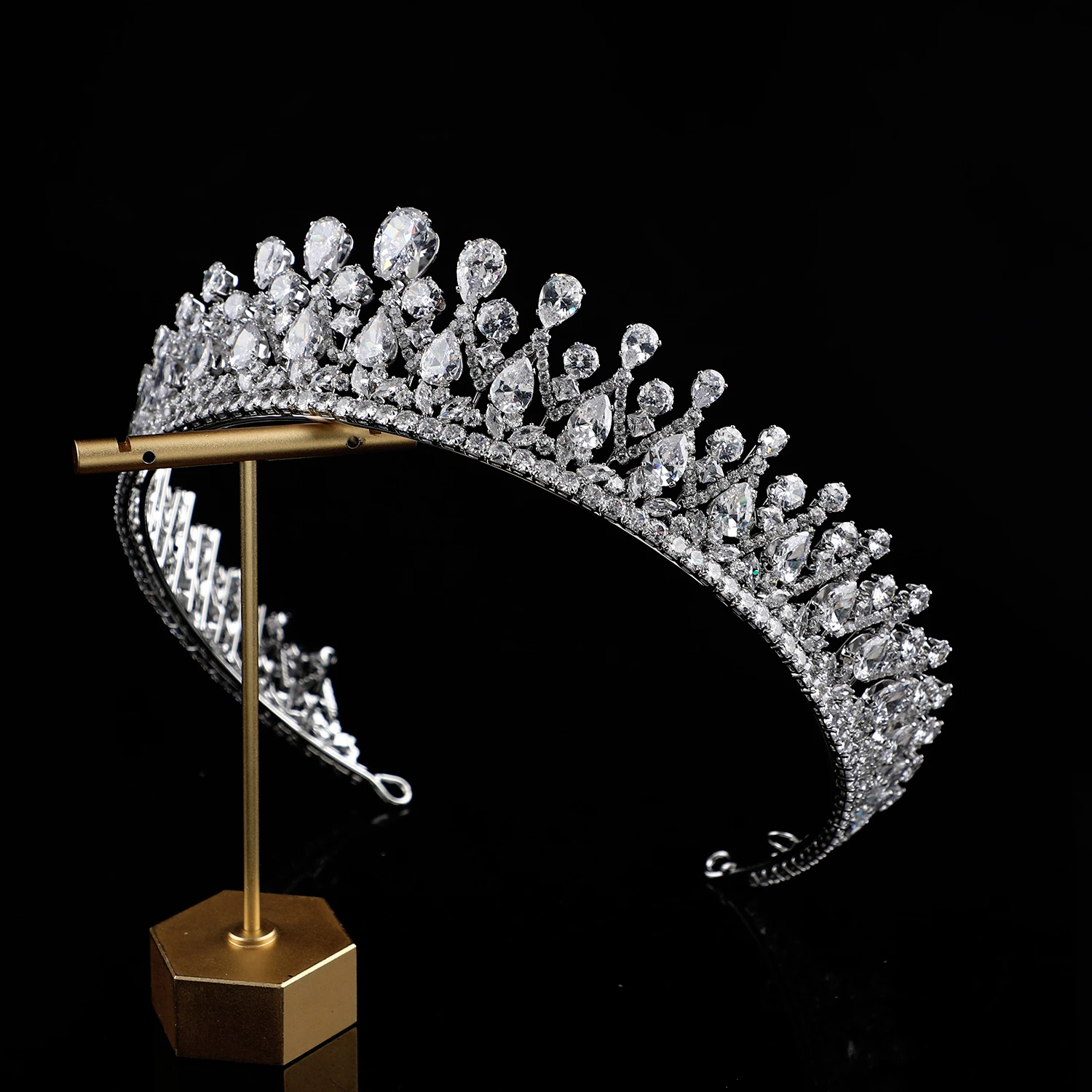 Luxury Shining Zircon Crown For Brides Platinum Plated/24K Gold Plated Wedding Tiaras And Crowns Bridal Hair Accessories