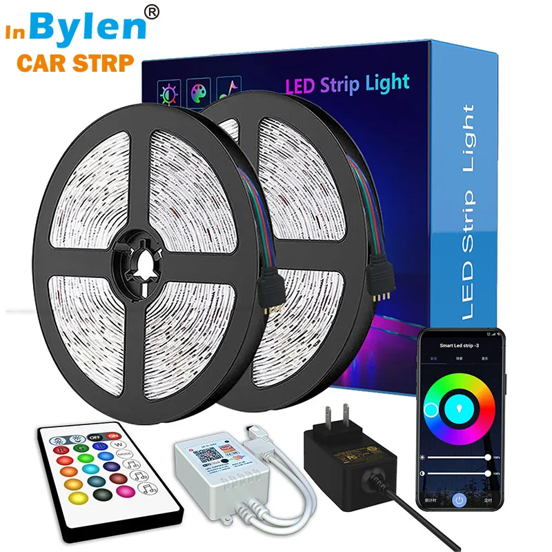 Wholesale high quality RGB 5050 wifi remote bluetooth APP Remote Control control 5V 12V smart  strip light brighter rgb usb led