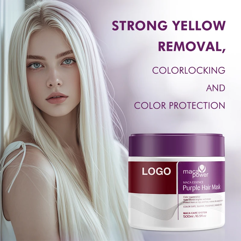 Professional Violet Toning Hair Care Treatment Mask Anti Brass No Yellow Purple Hair Mask For Silver Gray Highlight Blonde Hair