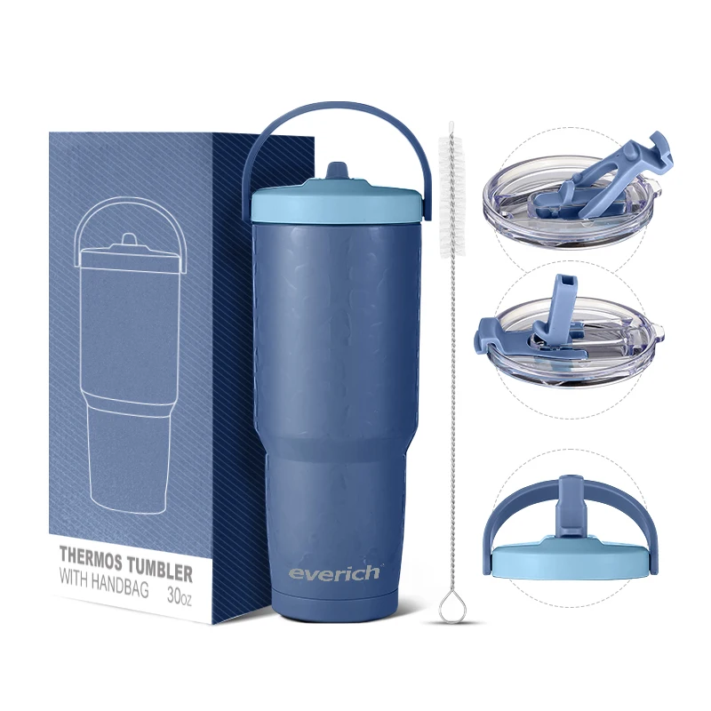 Stainless steel tumbler mug with straw handle custom 30oz 40oz 50oz vacuum insulated double wall