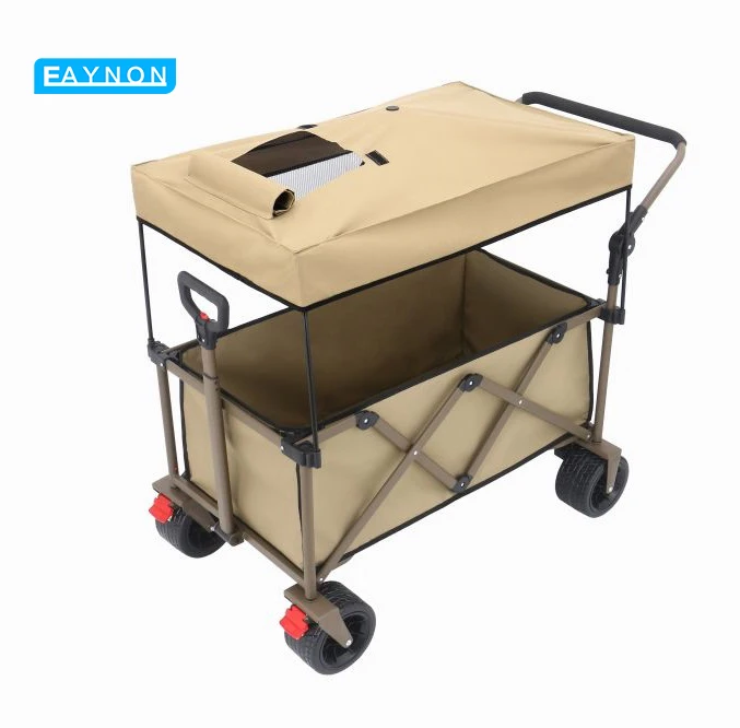 Eaynon Outdoor Folding Mesh Wagon Cart Large Capacity Portable Camping Cart For Shopping Tools Oem Supported