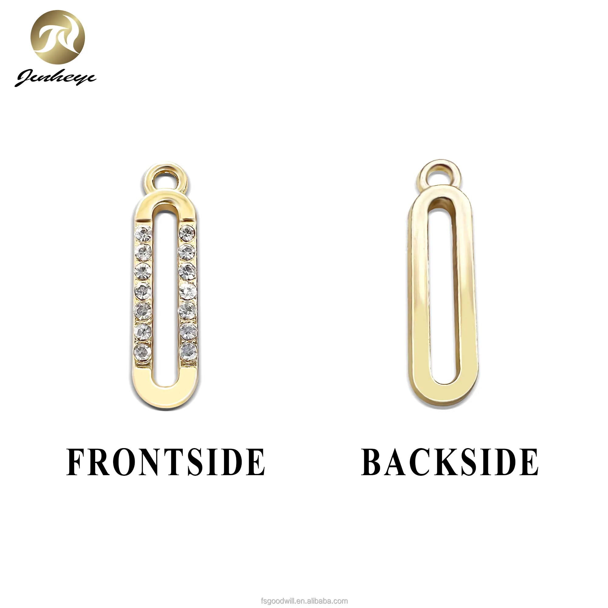 Factory Customized  Metal rhinestone zipper puller Oval Shape With Rhinestone Slider