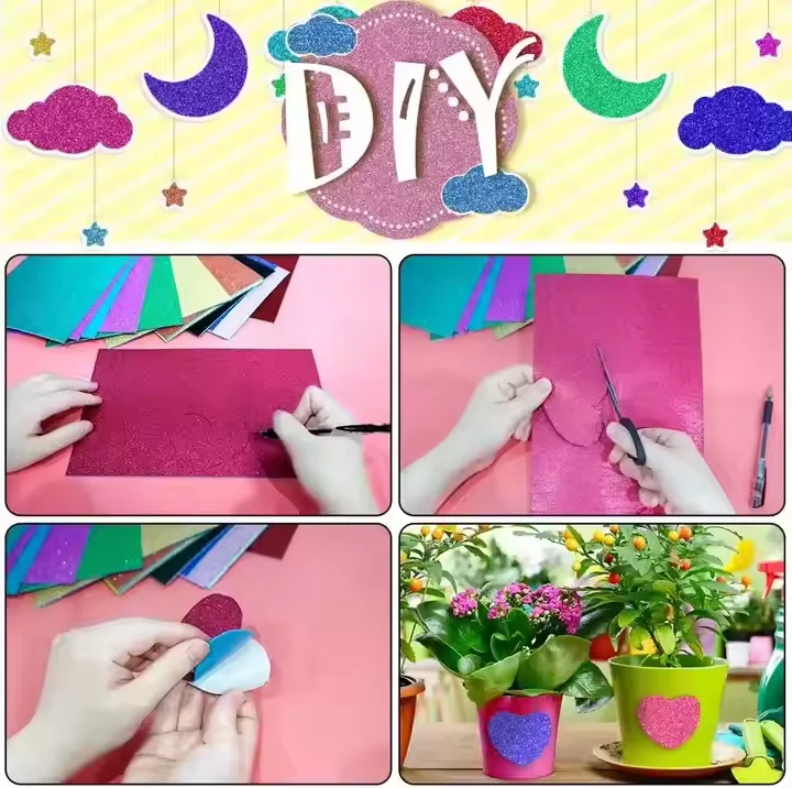 Wholesale factory price bright color goma glitter foam roll eva color eva foam sheet for DIY Craft Activities