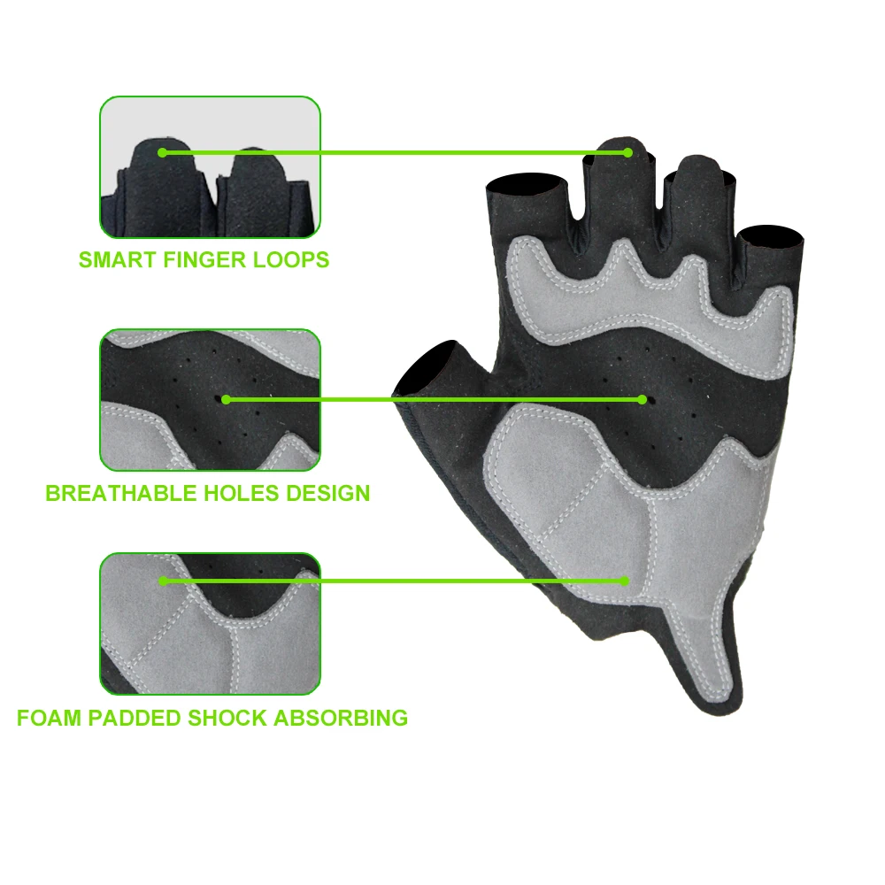 Best Summer Half Finger Mountain Bike Road Racing Riding Gloves Breathable Shock-Absorbing Fingerless Bicycle Dirt Bike Gloves