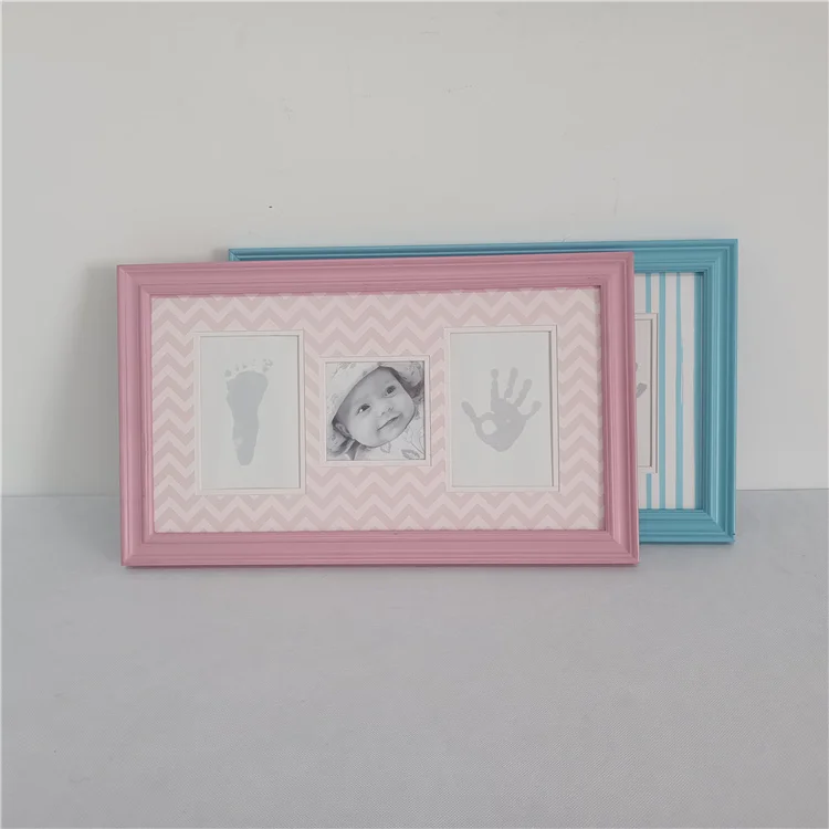 3 Open Rectangle Gallery Frames Newborn Handprints and Footprints Kit Solid Wood Baby Photos