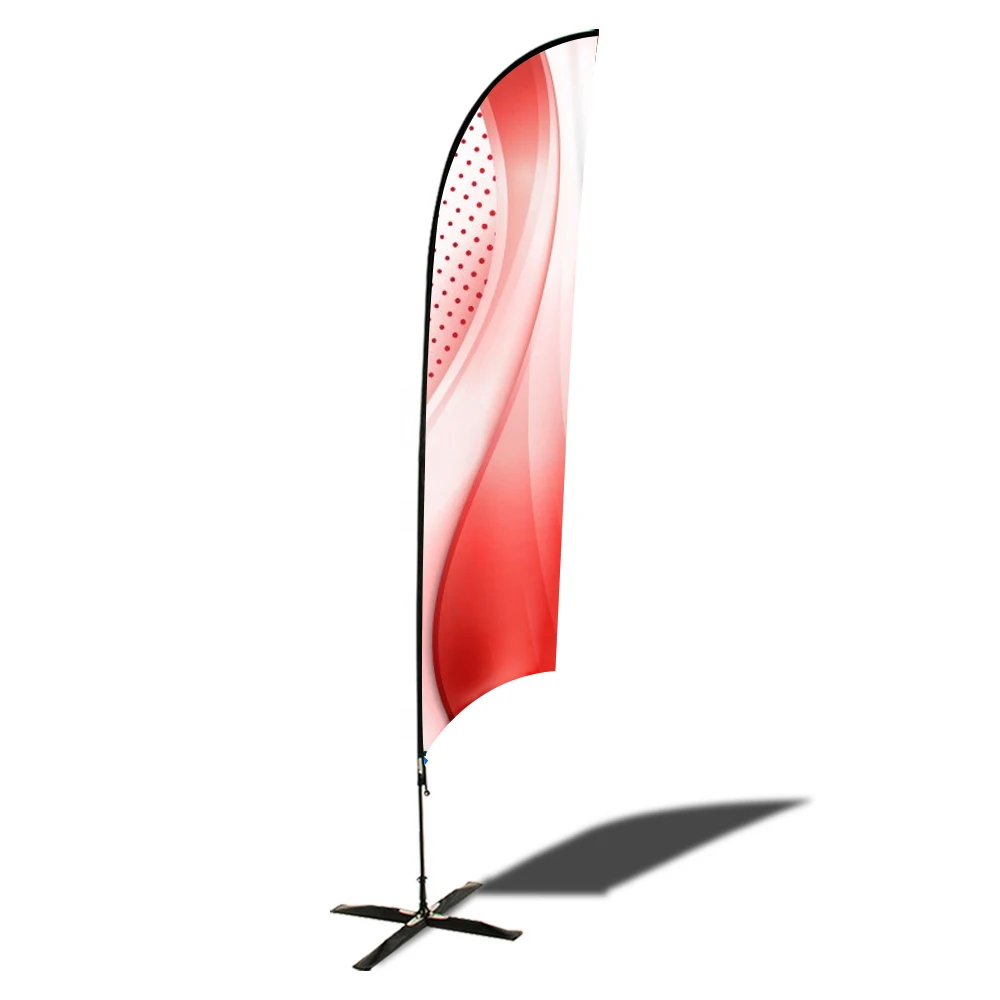 Custom Cheap Floor Stand Flags Double Sided Feather Beach Flag Base