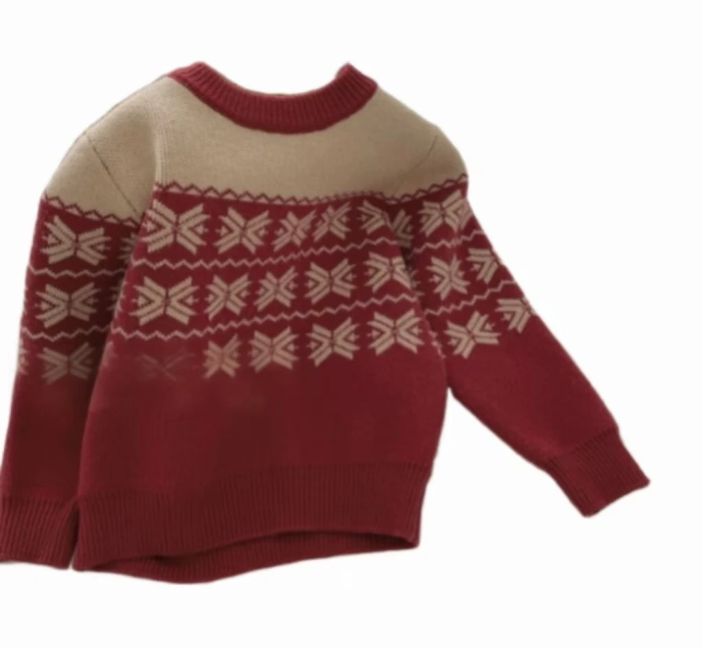 Autumn and winter new Korean version of the pullover jumper 2024  retro snowflake jacquard sesame point thick jumper