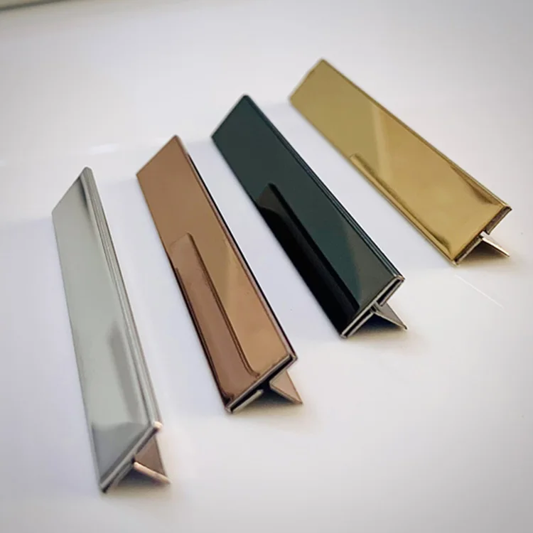 Custom metal mirror black stainless steel decor trim / trim strip / T shape tile trim