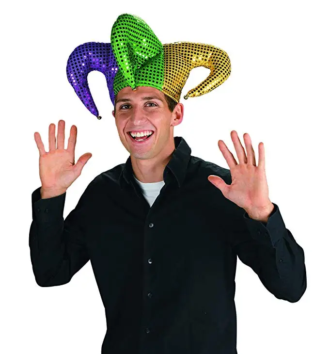 Multicolor Halloween Jester Clown Mardi Gras Party Costume Hat