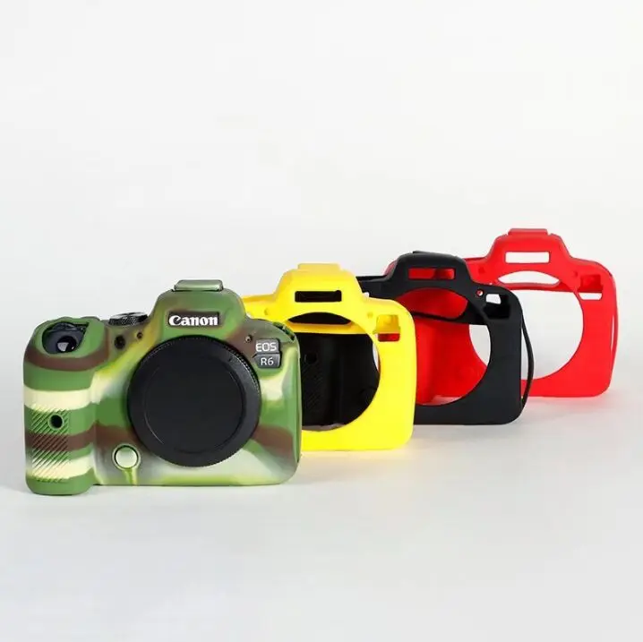 Готово к отправке, прочная силиконовая отделением для кредитных карт Чехол для тела протектор для цифровой однообъективной зеркальной камеры Canon EOS R6 титановый Электролитный электрод со случайно выбранным EOS R M200 EOS R7 DSLR камеры сумка
