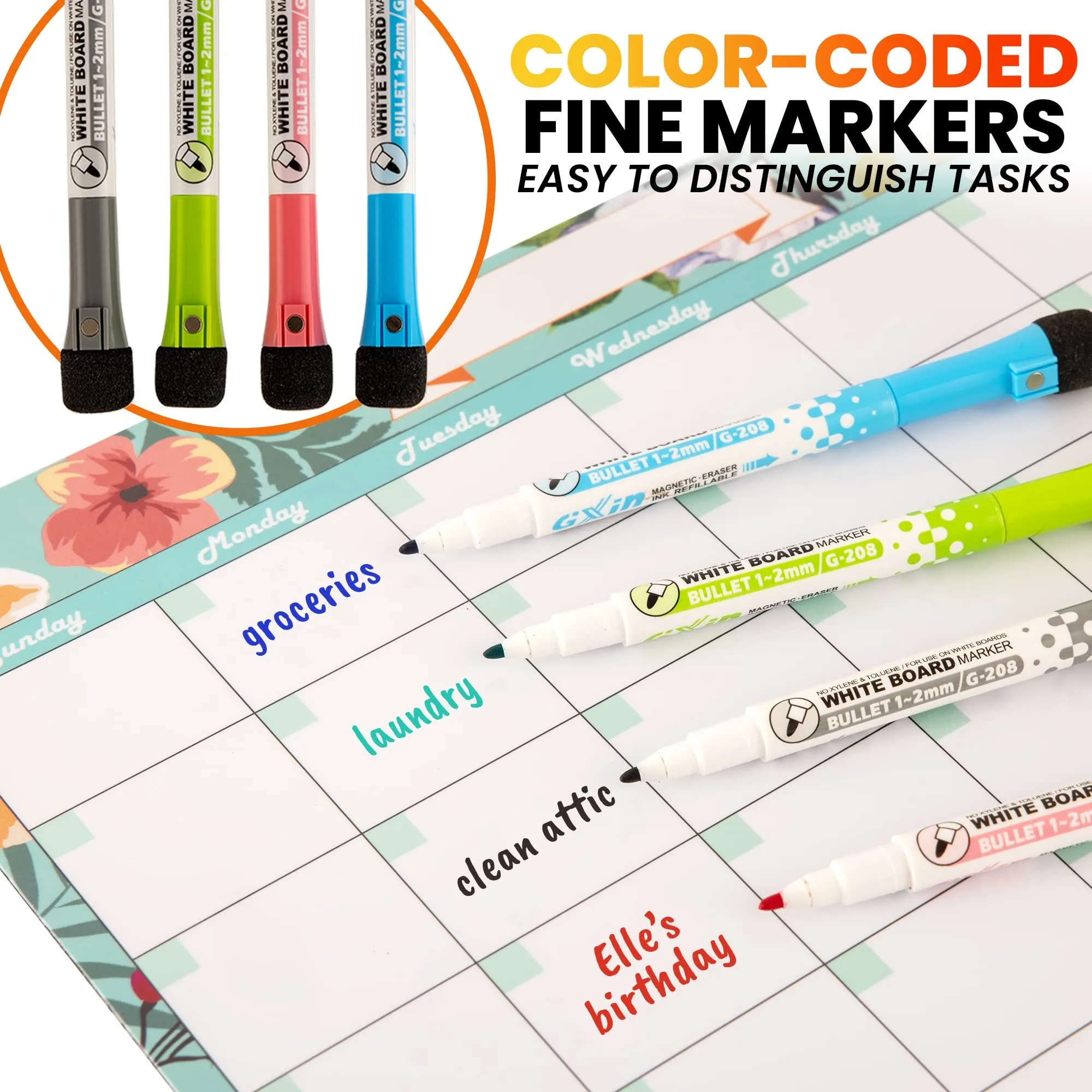 Customized Home Office Kitchen Decor Planning Boards Magnetic Monthly and Weekly Calendar Notepad Whiteboard Fridge Magnets