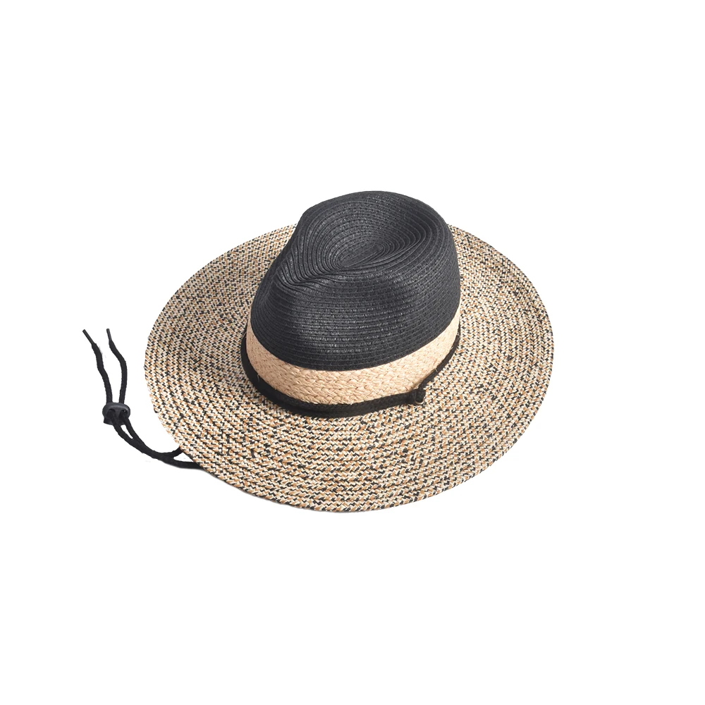 2022 New design Spray color raffia briaid straw hat outdoor fedora hat paper straw panama straw hats for summer beach
