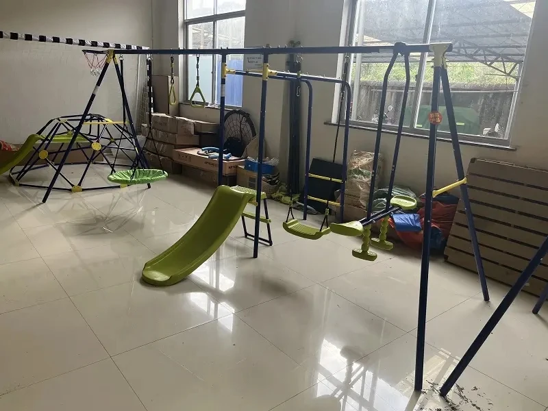 swing Set for Backyard with  Saucer Swing Climbing Rope, Climbing Ladder, Basketball Hoop