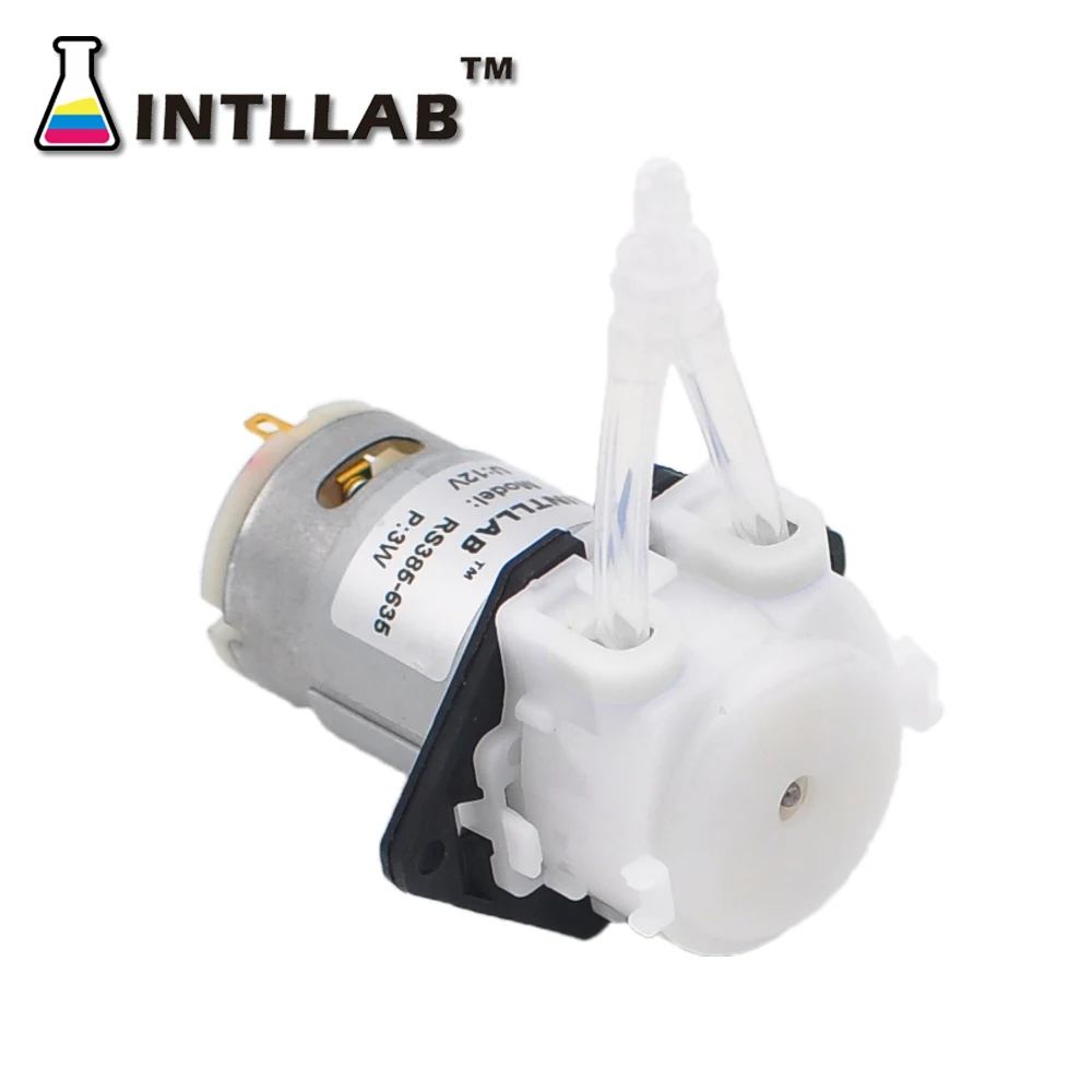 INTLLAB 12V DC pumps DIY Peristaltic Liquid Pump Dosing Pump 2~17ml/min for Aquarium Water Lab Analytical