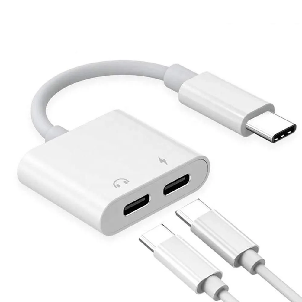  Разъем для наушников USB C 2 в 1 адаптер Type-C AUX аудио разъем питания кабель конвертер iphone