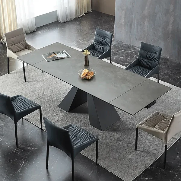 NOVA Extendable Sintered Stone Italian Black Restaurant Tables Modern Rectangular Commercial Dining Eating Table