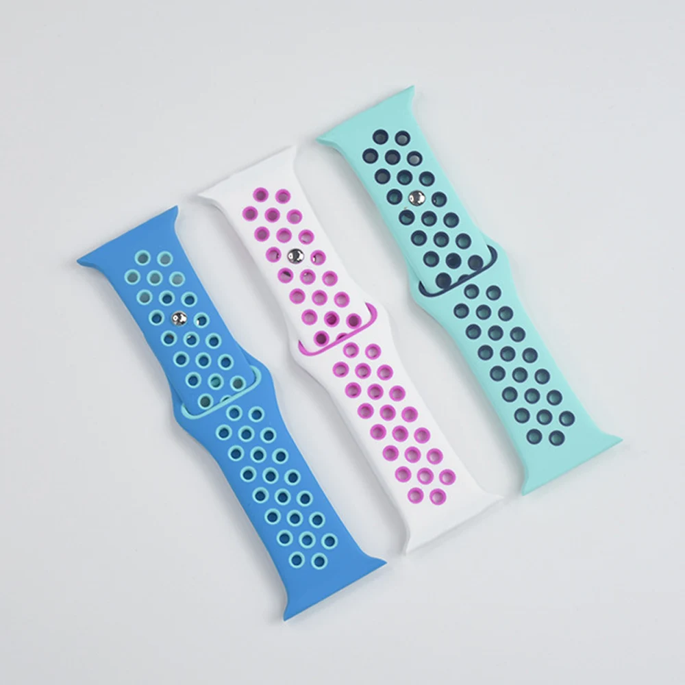  Ремешок силиконовый для Apple Watch band 40 мм 44 Воздухопроницаемый спортивный браслет iWatch Series 5 4 3 se 6 аксессуары