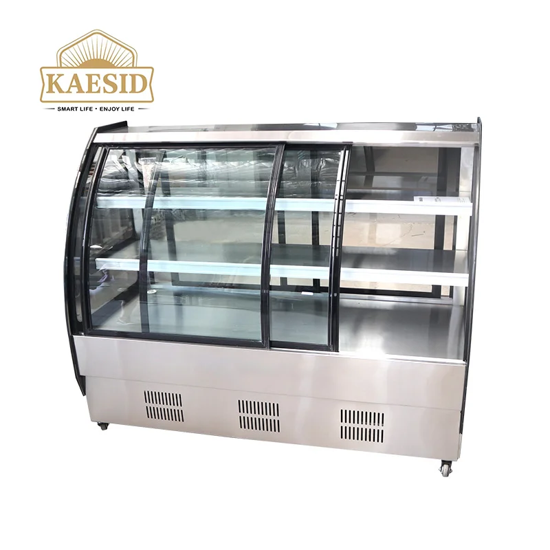 Bakery displays refrigerated cakes with high quality glass display refrigerator