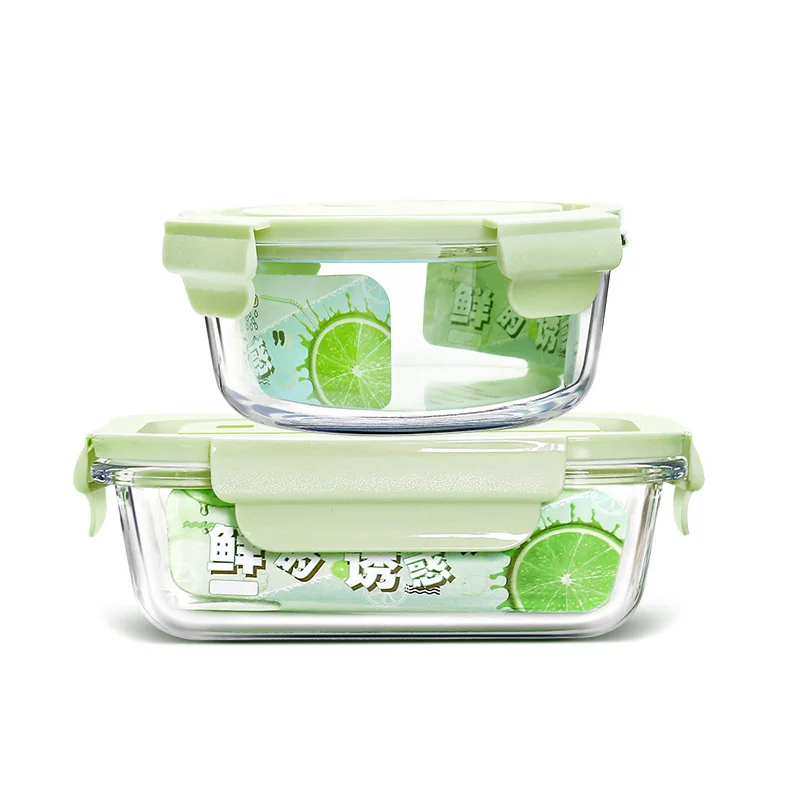microwave safe  glass lunch box set with bag lunch box glass botosilicate glass lunch box