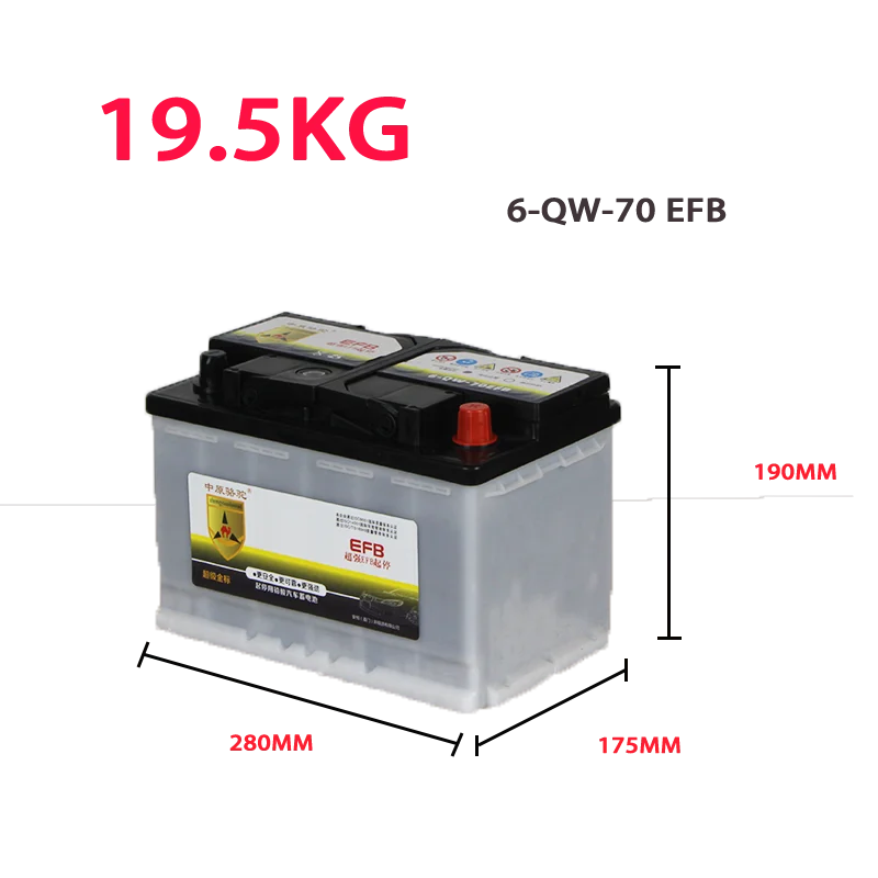 Power Battery Lead Acid Gel Battery HOT SALE Agm 6-QW-70  EFB 12V 70ah Maintenance Free Car Battery for Starting Auto EV