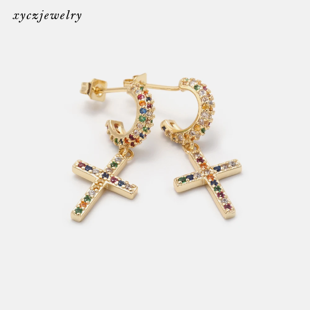 Holy cross mix color cz jesus good price stud earrings for women 2021