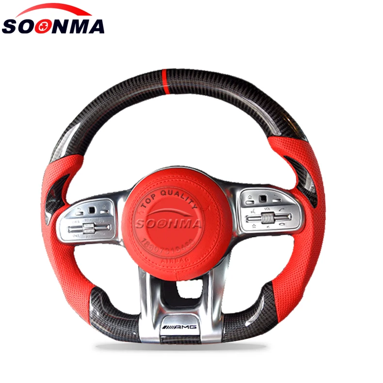 Carbon Fiber Steering Wheel Fit For Amg Mercedes-benz W204 W205 W211 Amg Gle Cla 2018-2020