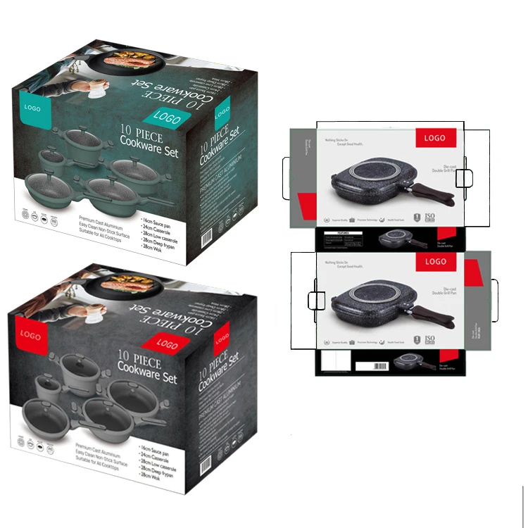 BESCO OEM Line style series Aluminium Alloy light blue nonstick forged aluminum cookware set Interior Xylan plus