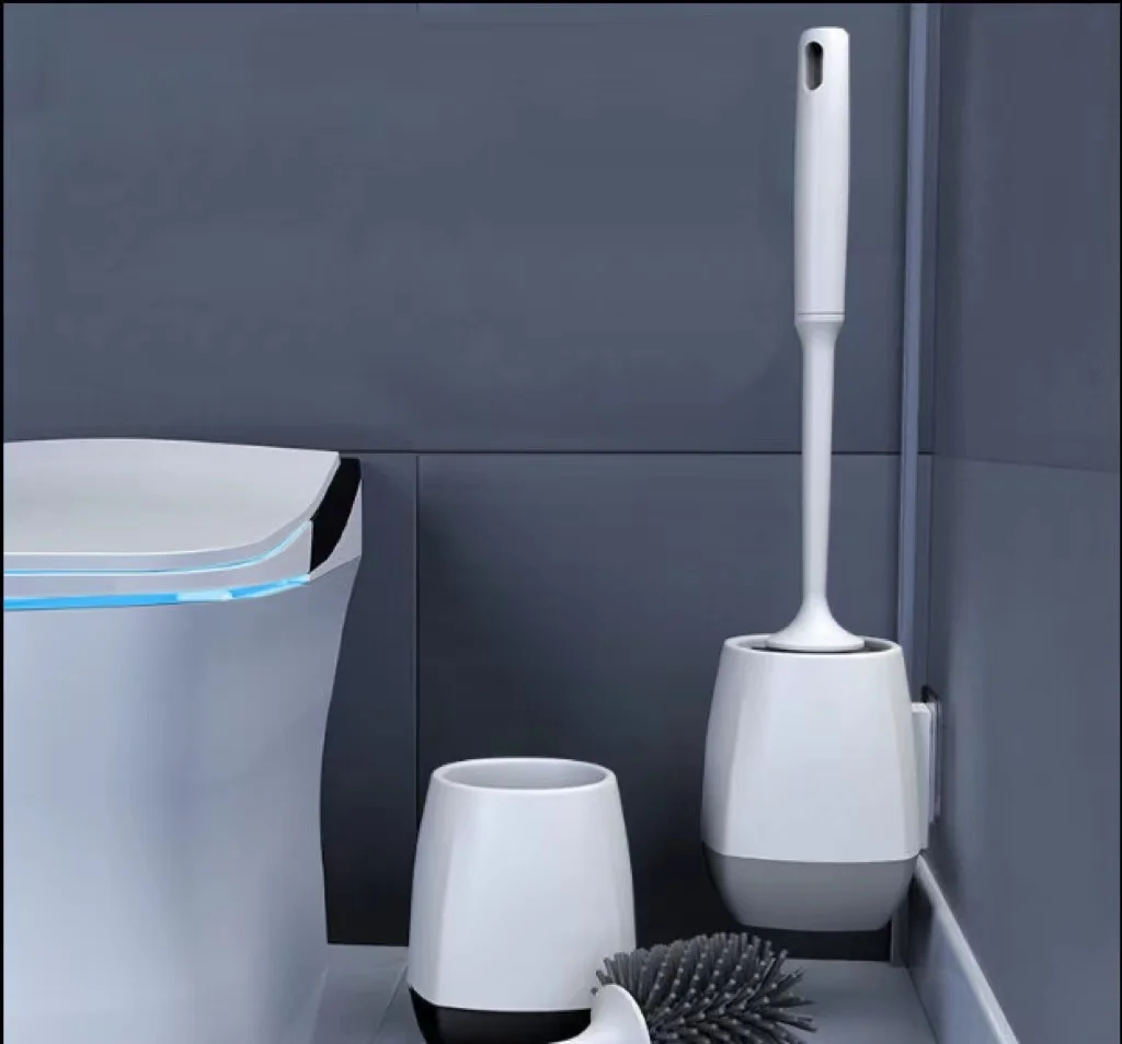 TPR self-volatile thermoplastic rubber soft bristle cleaning brush with base toilet toilet brush