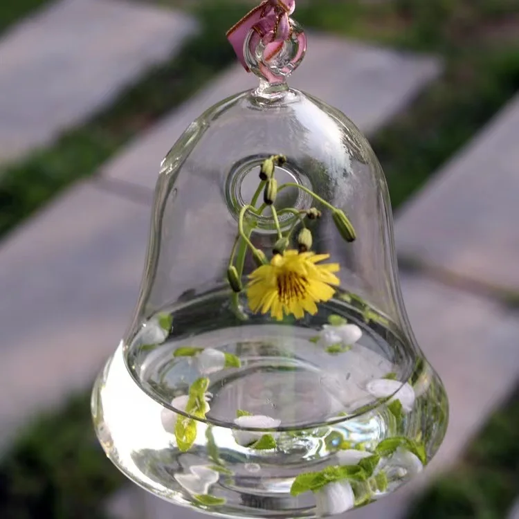 Clear round glass vase with hole made in China