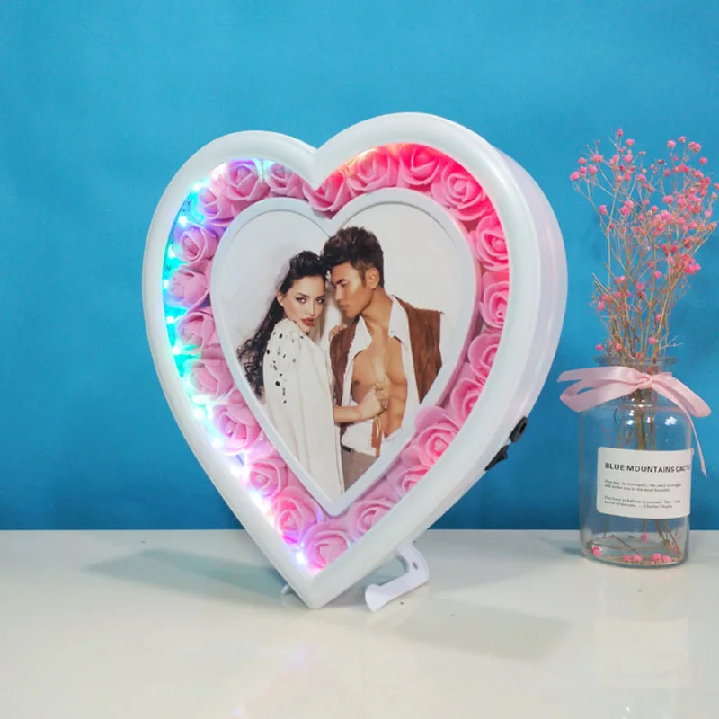 
Amazon Hot Selling Colorful Heart-shaped Rose Photo Frame 
