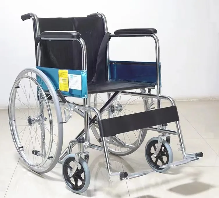 Cheap Transit Steel Wheelchair with Chromed Steel Frame with price list