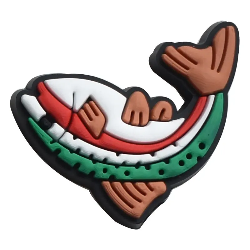 Creative fish series wholesale customized soft shoes decorative children gifts PVC soft plastic new design shoelaces croc charm