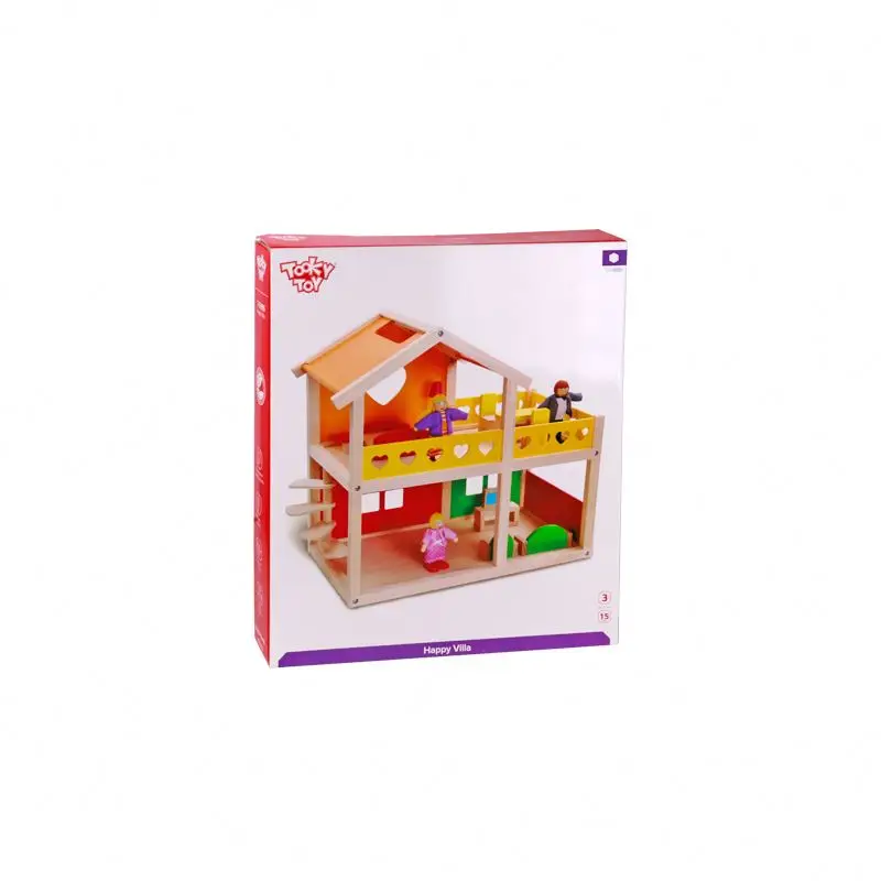 Happy Play House Kids Baby Big Furniture Toy Classic Wooden Doll House for 3+ Baby