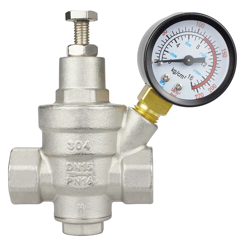 TMOK Easy Install DN15 1/2 inch 230psi Nickle Plated Ss304 Adjustable Water Pressure Regulator Pressure Reducing Valve