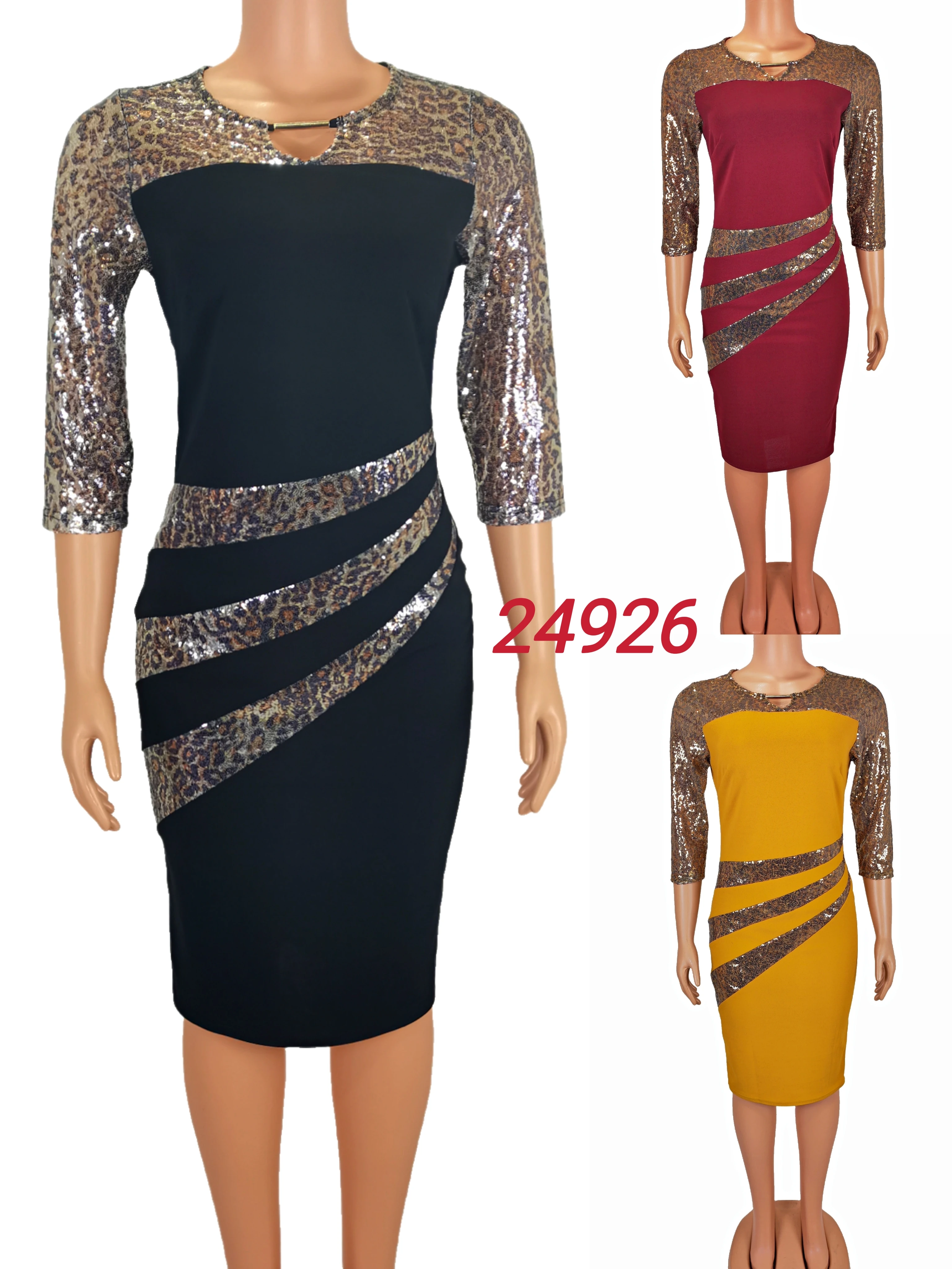 wholesale custom factory price O-neck Women Dresses Long Sleeves Slim Hip wrapped african Pencil Plus Size Office Lady Dress