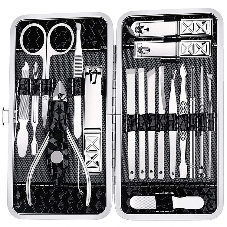 
Stainless Steel Nail Clippers Cutter Kit Nail Care Manicure Set with Leather Case 18 Pcs Manicure Clipper Set 