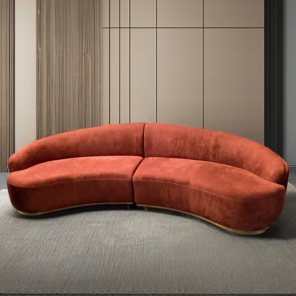 Modern Minimalist Luxury Microfiber Fabric Half Circle Designer Sofa Set round Curved Lounge Couch with Modular Feature